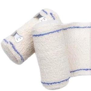 80%全棉皱纹急救绷带医用绷带本白漂白带扣子弹性绉纱